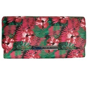 Tahari Floral Print Vegan Leather Clutch Wallet With Saffiano Finish